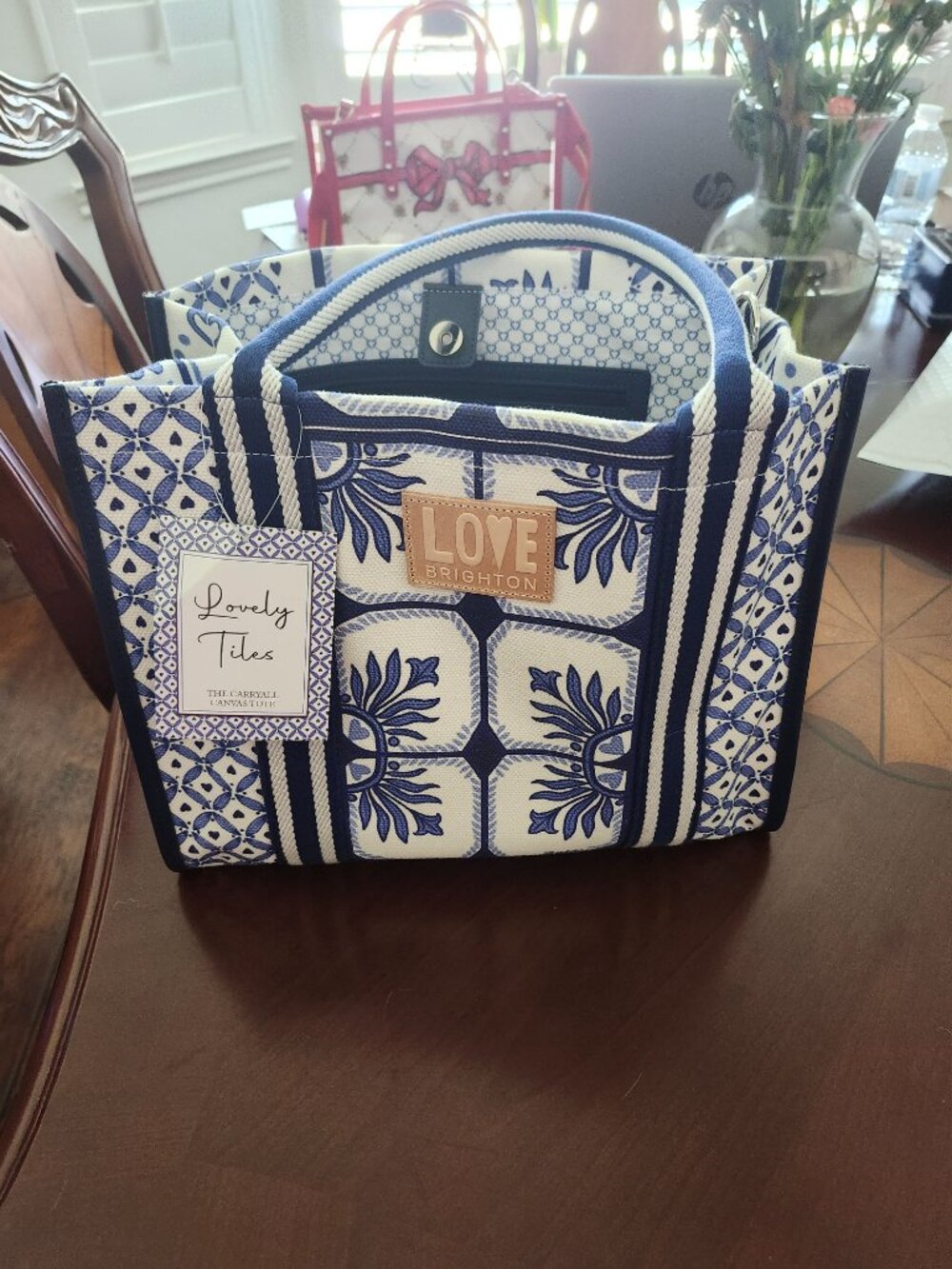 Brighton Lovely Tiles The Carryall Canvas Tote - New - Picture 3 of 4
